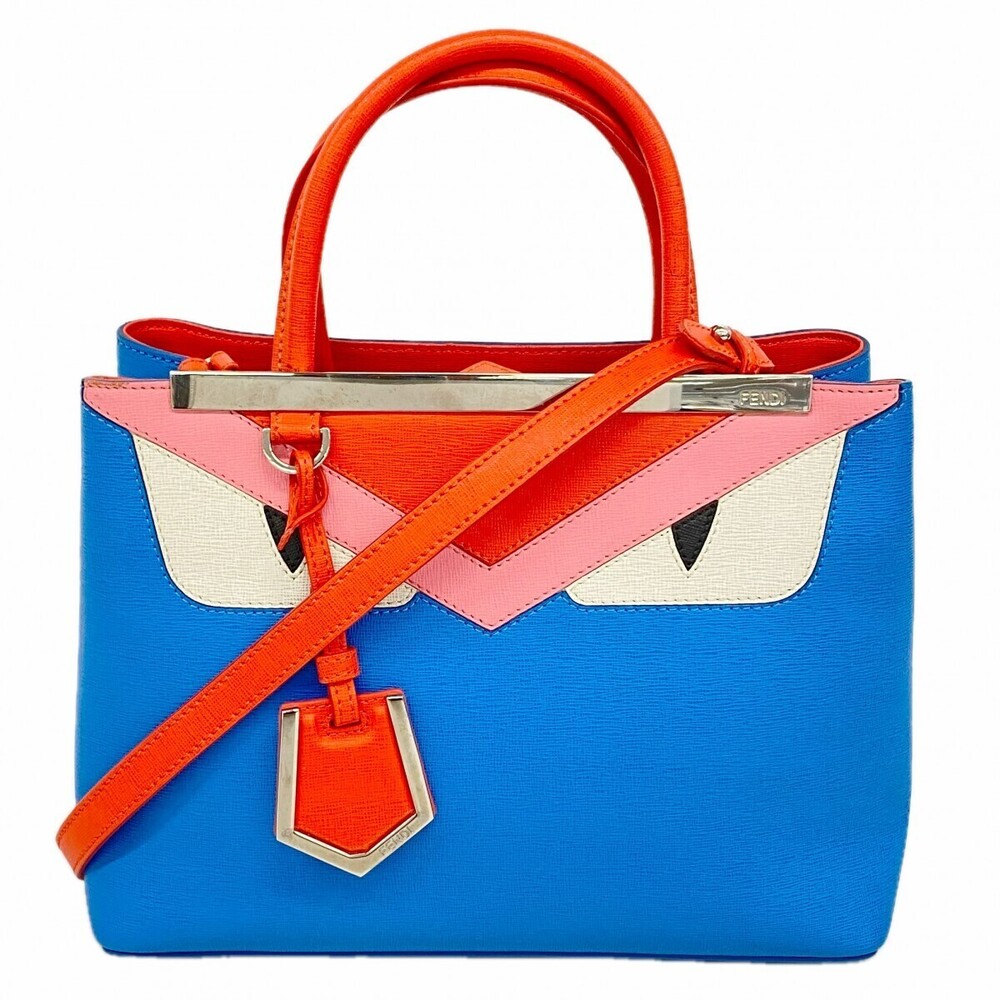 Fendi 2Jours Handbag Monster Leather Blue Red Bag